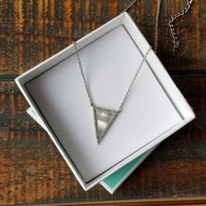 Sterling Silver White Mother Of Pearl CZ Pendant